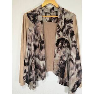 Lori Goldstein Open Cardigan Womens Abstract Print Draped  S Artsy Boho Layer